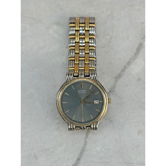 Vintage 1986 Men's Citizen Black Dial Lattice Hobnail Calendar Watch 5510-H01083 - Picture 10 of 13